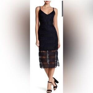 Betsey Johnson Navy Lace Midi Dress